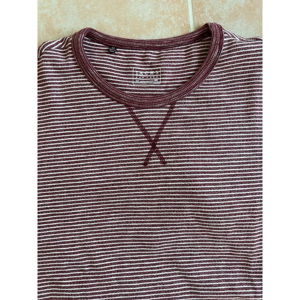 Jachs New York Sweatshirt Burgundy striped white cotton blend‎  Men size M - Picture 6 of 7